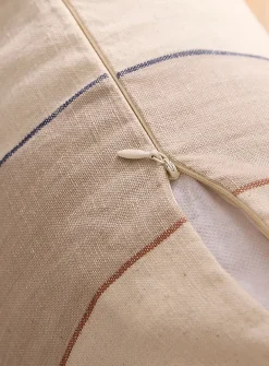 Broad stripes linen-blend removable-cover cushion