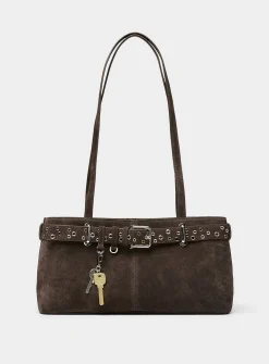 Brocle brown suede shoulder bag