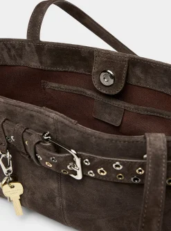 Brocle brown suede shoulder bag