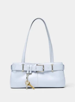 Brocle misty blue leather shoulder bag