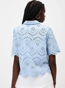 Broderie anglaise boxy-fit shirt