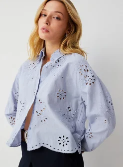 Broderie anglaise boxy-fit shirt