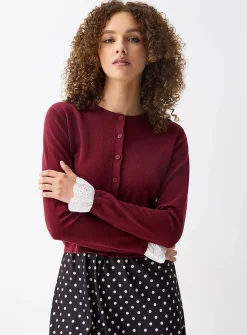 Broderie anglaise cuffs cardigan