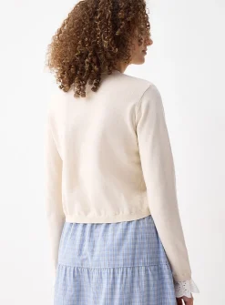 Broderie anglaise cuffs cardigan