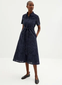 Broderie anglaise midi shirtdress