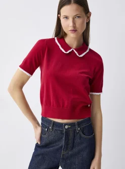 Broderie anglaise Peter Pan collar sweater