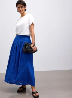 Broderie anglaise puffy maxi skirt