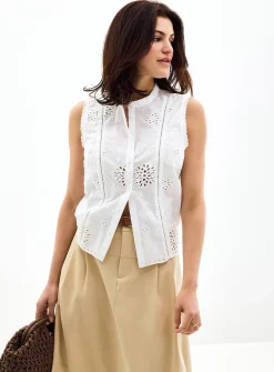 Broderie anglaise sleeveless shirt