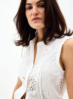Broderie anglaise sleeveless shirt