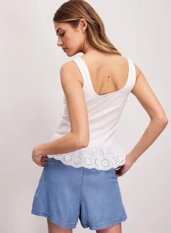 Broderie anglaise trim cropped cami