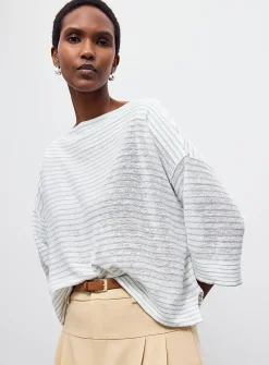 Brooke pure linen striped sweater