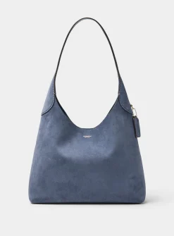 Brooklyn blue suede hobo bag