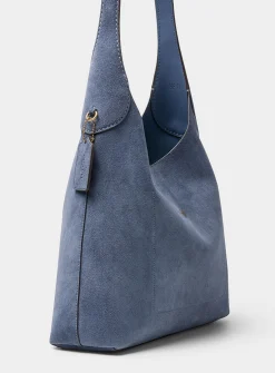 Brooklyn blue suede hobo bag