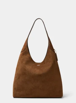 Brooklyn caramel suede hobo bag