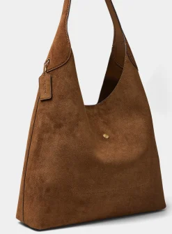 Brooklyn caramel suede hobo bag