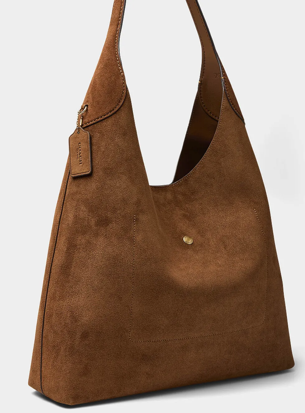 Brooklyn caramel suede hobo bag