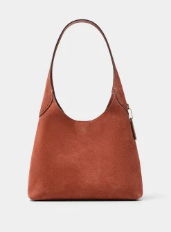Brooklyn rust brown suede hobo bag