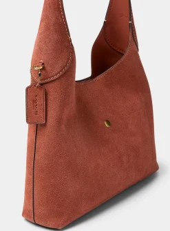 Brooklyn rust brown suede hobo bag