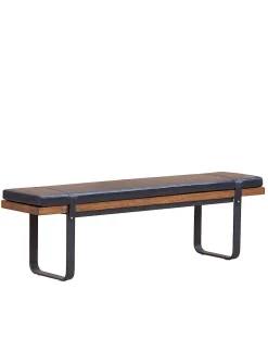 Brooklyn wood and faux-leather bench