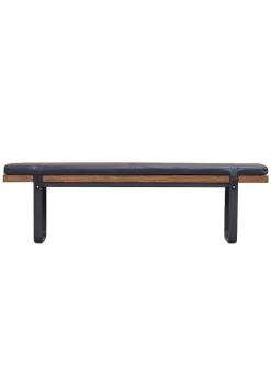 Brooklyn wood and faux-leather bench