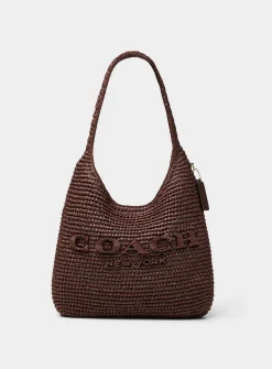 Brooklyn woven straw hobo bag
