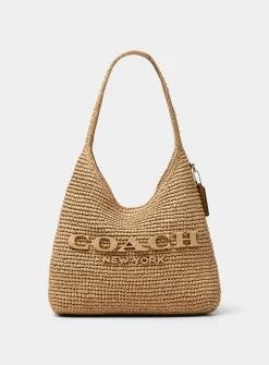 Brooklyn woven straw hobo bag
