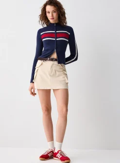 Brown belt cargo miniskirt