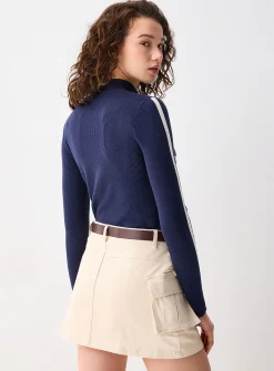 Brown belt cargo miniskirt