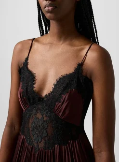 Brown lace slip dress