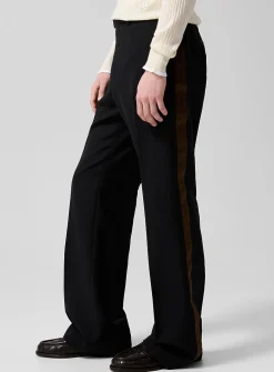 Brown stripe bootcut tuxedo pant