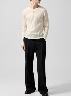 Brown stripe bootcut tuxedo pant