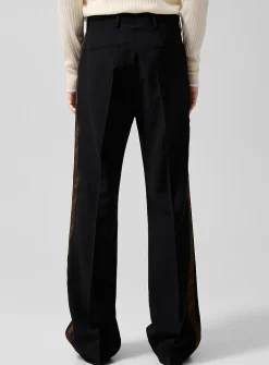 Brown stripe bootcut tuxedo pant