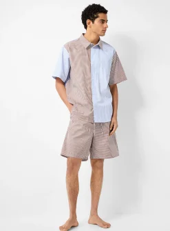 Brown striped crisp poplin pyjama short
