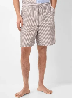 Brown striped crisp poplin pyjama short