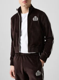 Brown velvet track jacket
