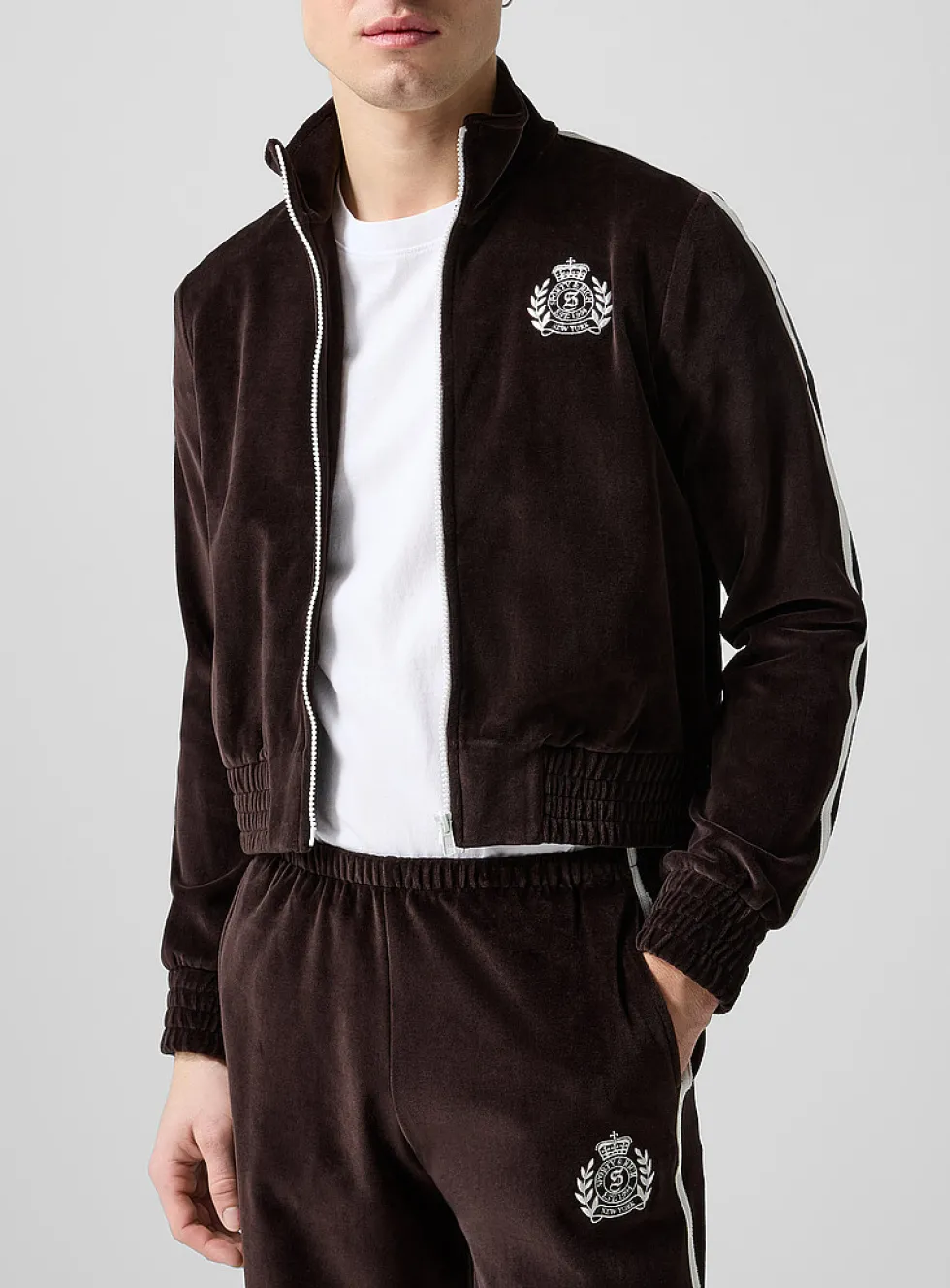 Brown velvet track jacket