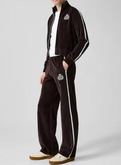 Brown velvet track pant