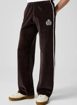 Brown velvet track pant