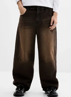 Brown-wash loose jean