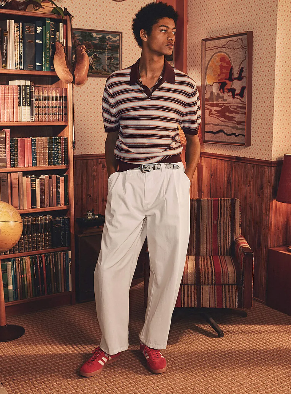 Brushed twill pleated chinos