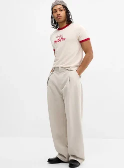 Brushed twill pleated chinos