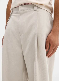 Brushed twill pleated chinos