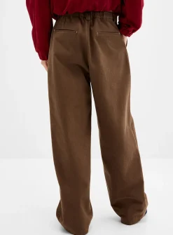 Brushed twill pleated chinos