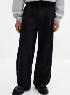 Brushed twill pleated chinos