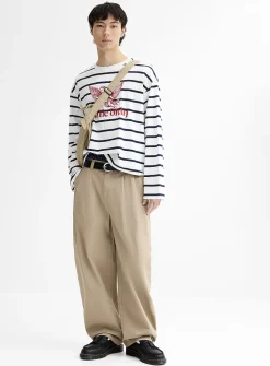 Brushed twill pleated chinos