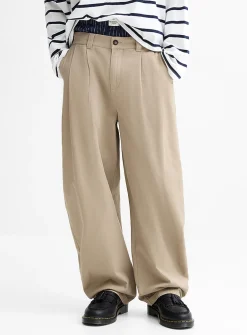 Brushed twill pleated chinos