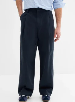 Brushed twill pleated chinos
