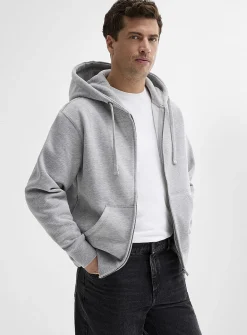 Brushed-interior zip-up hoodie