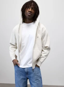 Brushed-interior zip-up hoodie