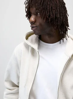 Brushed-interior zip-up hoodie